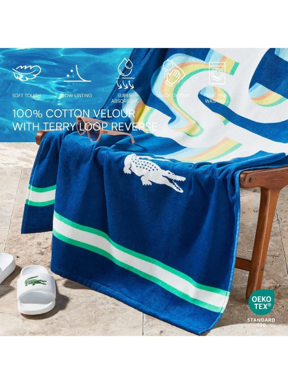 Lacoste Beach Towel Crocodile LCST Oversized 36